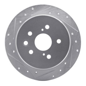Lexus IS250 Brake Rotor (1) - Rear Left - R1 Concepts - Drilled & Slotted - Silver - `06-`15